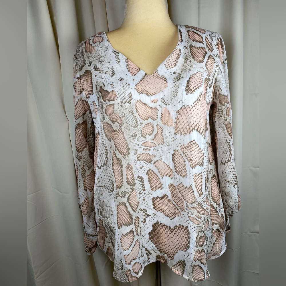 Snake Print V-Neck Blouse